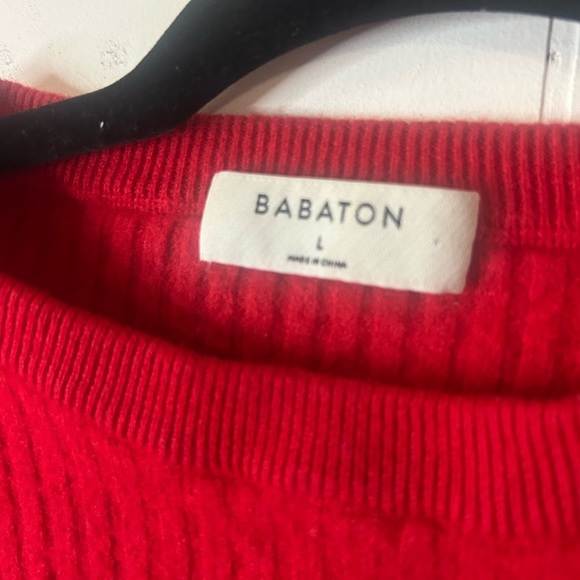 Babaton, size L, wool blend cherry red long sleeve cropped sweater - Picture 4 of 9